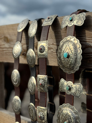 Big Silver Stamped Concho Belt and Buckle