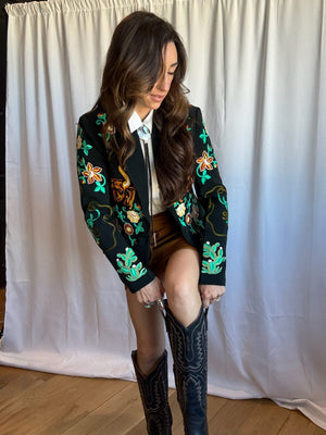 Embroidered Western Blazer
