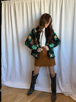 Embroidered Western Blazer