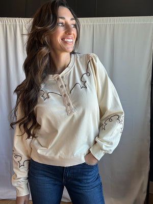 Western Pearl Snap Sweatshirt