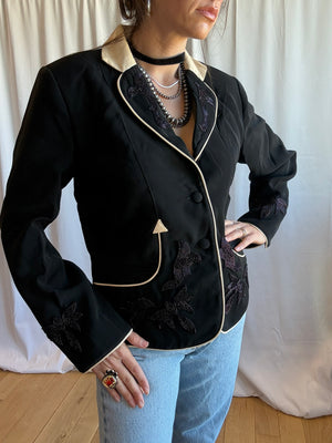 Beaded Western Blazer with Leather Accents