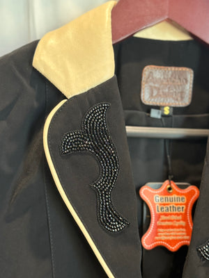 Beaded Western Blazer with Leather Accents