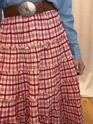 Cherry Red Ruffle Maxi Skirt